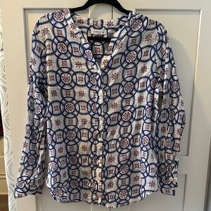 Liz Claiborne Blue and Red Patterned Button Down Shirt